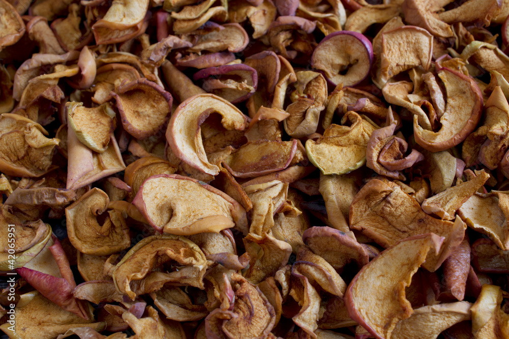 Background made of dried apples Background made of dried apples