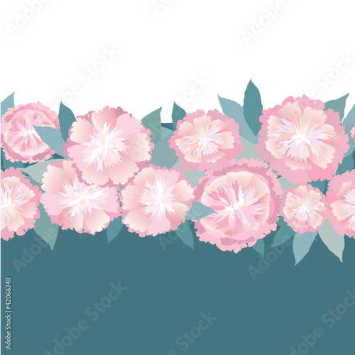 Fototapeta Naklejka Na Ścianę i Meble -  Print, бесшовный фон из розовых цветов, бордюр из цветов