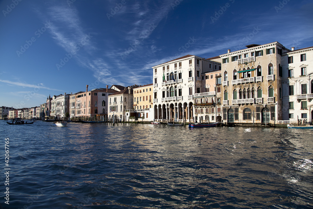 Venice  buildings reflect in the Grand Canal water