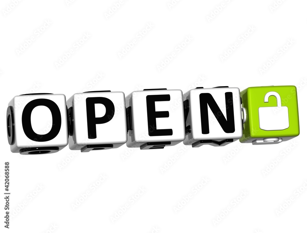 3D Open Button Click Here Block Text 3D Open Button Click Here Block Text