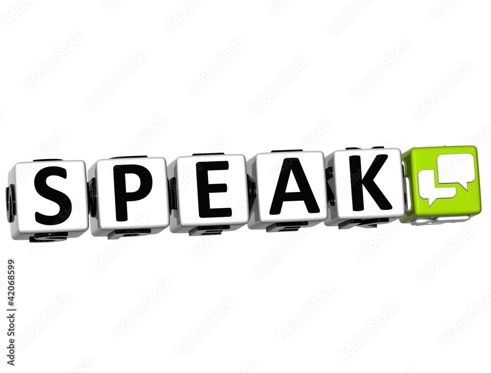 3D Speak Button Click Here Block Text 3D Speak Button Click Here Block Text