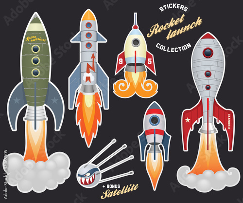 Rocket launch (stickers collection)