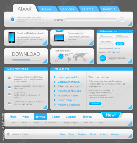 Web designers toolkit. Design elements collection. Vector.