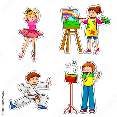 Children practicing their hobbies