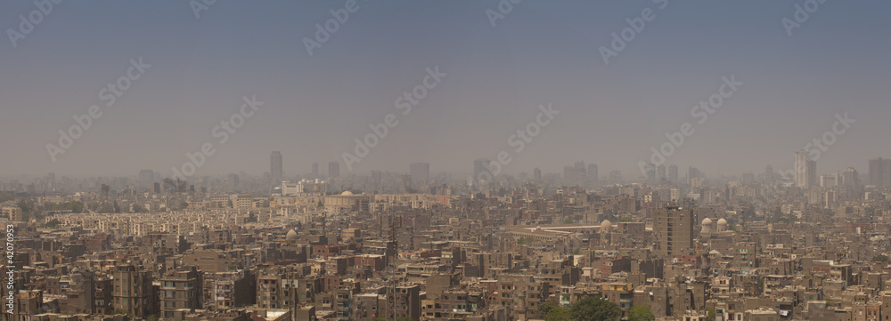 Panaramic View Of Cairo On A Smoggy Day