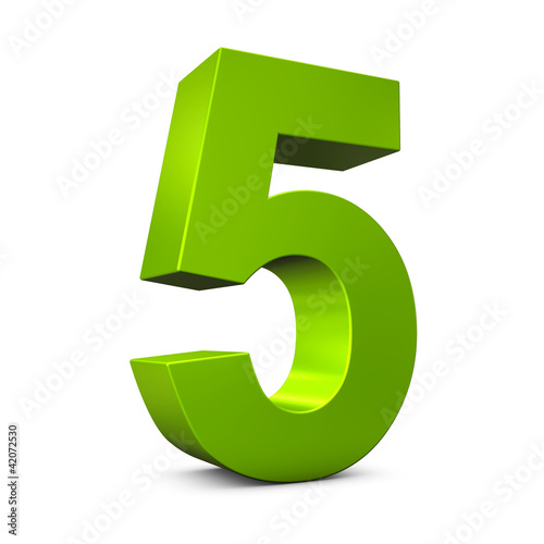 Number 5 3d render illustration