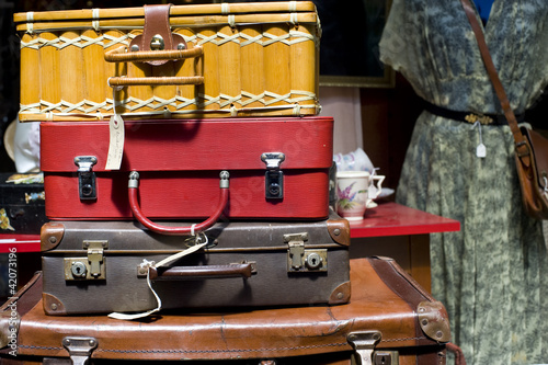 Second hand vintage suitcases