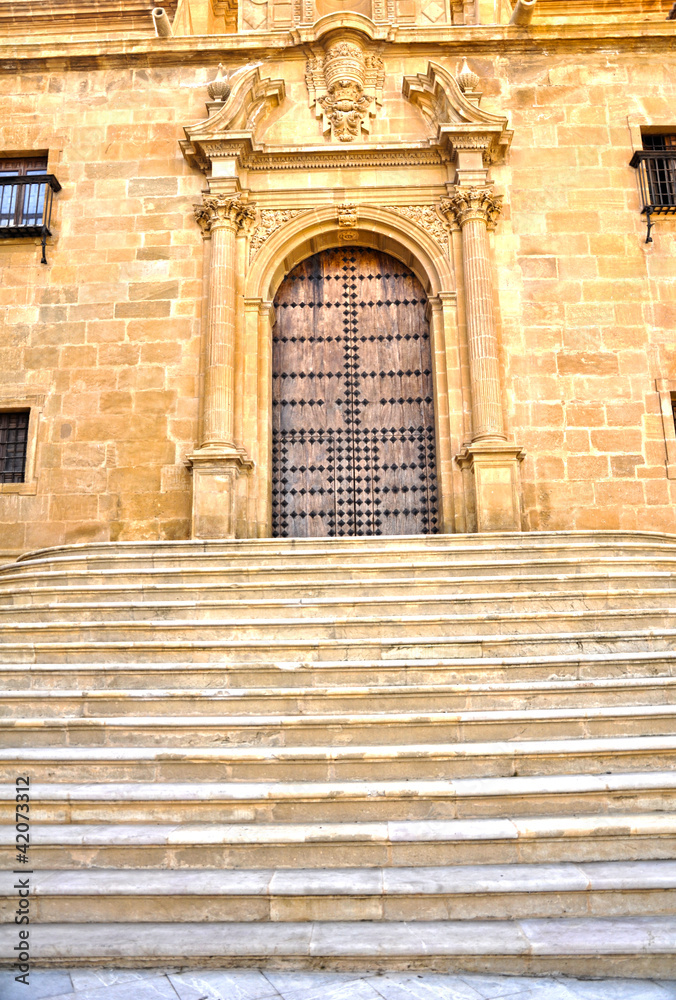 Escalinata y portada lateral, catedral de Guadix, barroco