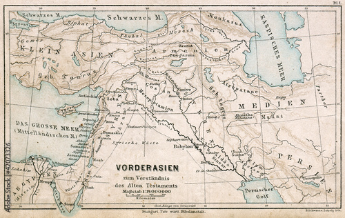 Map of the Middle East. The Bible. Germany, 1895