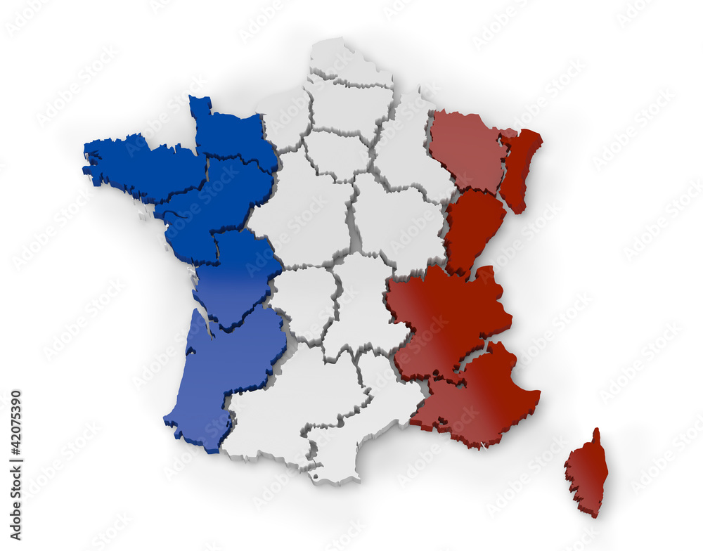 Map of France isolated on white