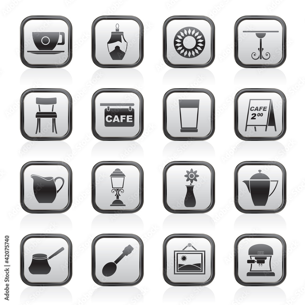 Cafe and coffeehouse icons - vector icon set Cafe and coffeehouse icons - vector icon set
