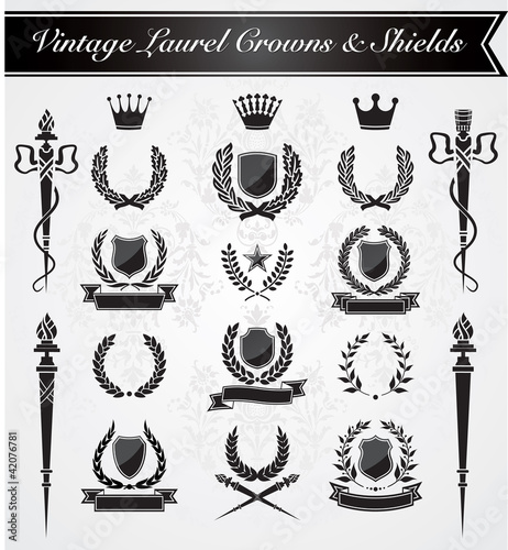 Vintage Laurel Crowns & Shields
