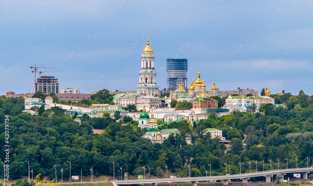 Kiev Pechersk Lavra Orthodox Monastery. View from Paton Bride