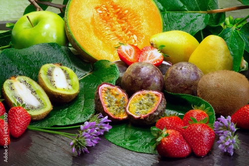 Fototapeta Naklejka Na Ścianę i Meble -  fresh  fruits over natural background