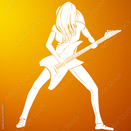 Vector illustration of a rock musician playing guitar