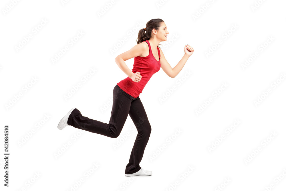 A young woman running