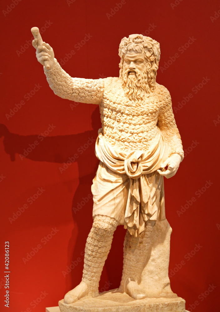 Fototapeta premium Satyre sur fond rouge.