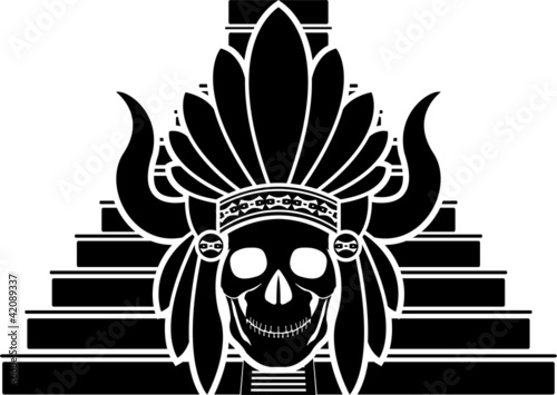 skull of mayan indian. stencil
