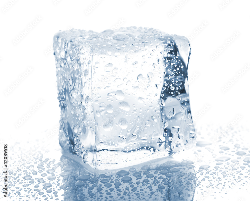 Ice cube with water drops Ice cube with water drops