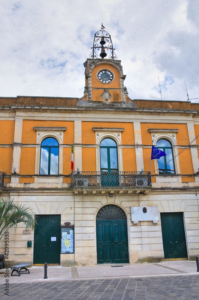 Municipal building. Calimera. Puglia. Italy.
