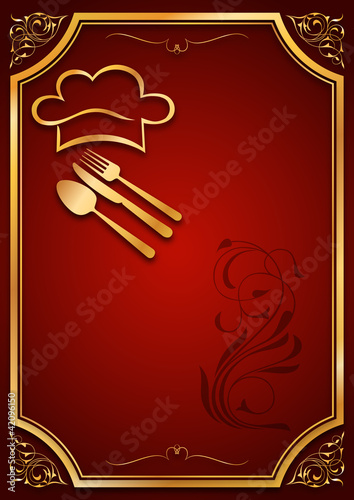 İçten çerçeveli kırmızı aşçı logosu ve desen