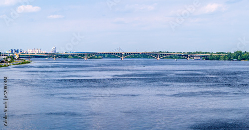 View of Dnieper river and Metro bridge in Kiev  Ukraine