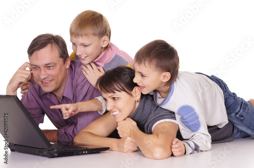 family with laptop