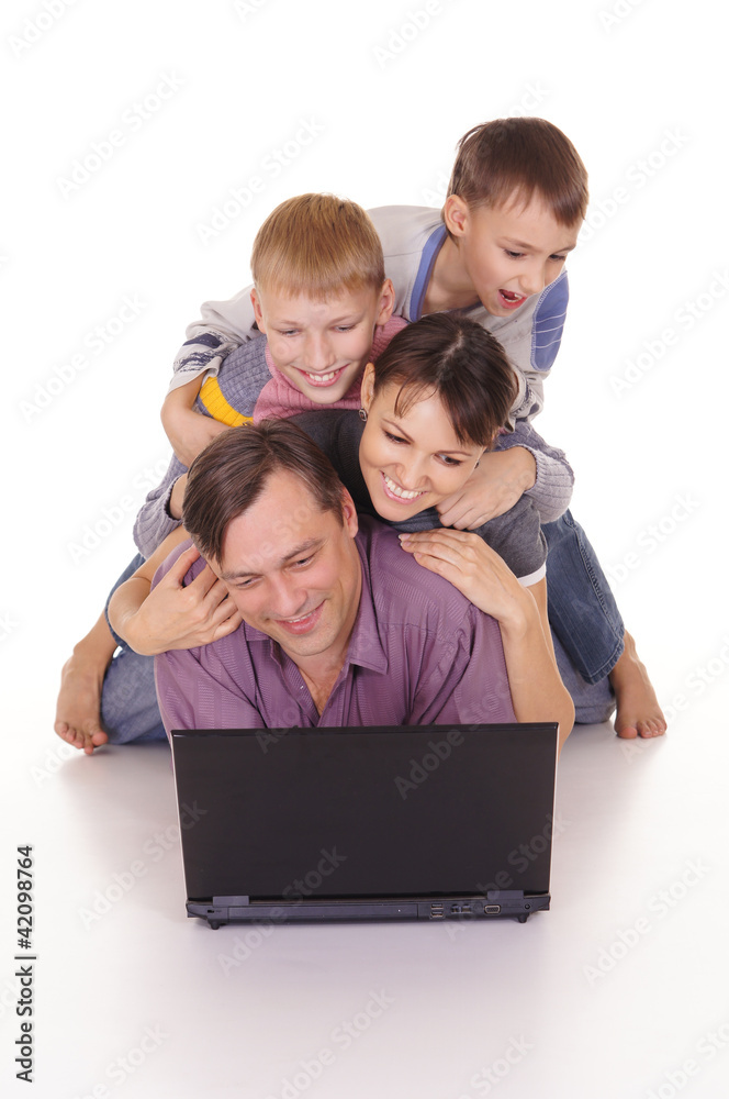 happy family with computer happy family with computer