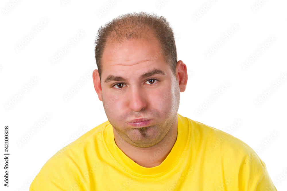 Mann presst Lippen zusammen Mann presst Lippen zusammen