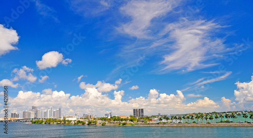 Miami photographed from a cruise ship leaving the port