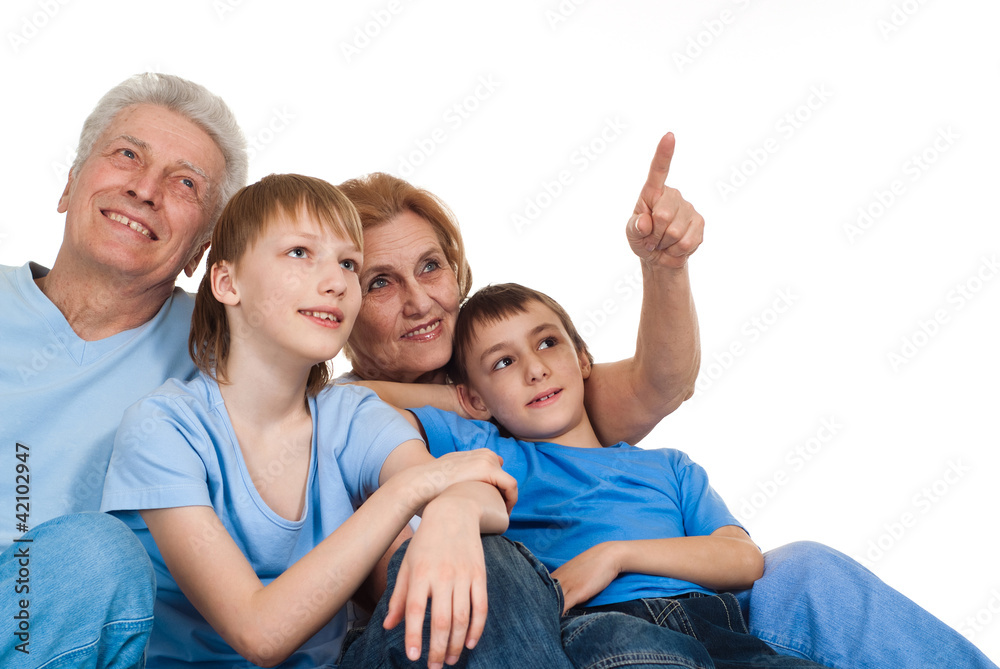 Good Caucasian grandparents with grandchildren fooled Good Caucasian grandparents with grandchildren fooled