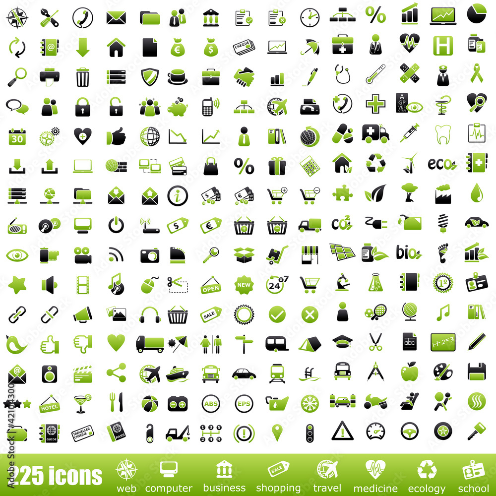 225 green icons 225 green icons
