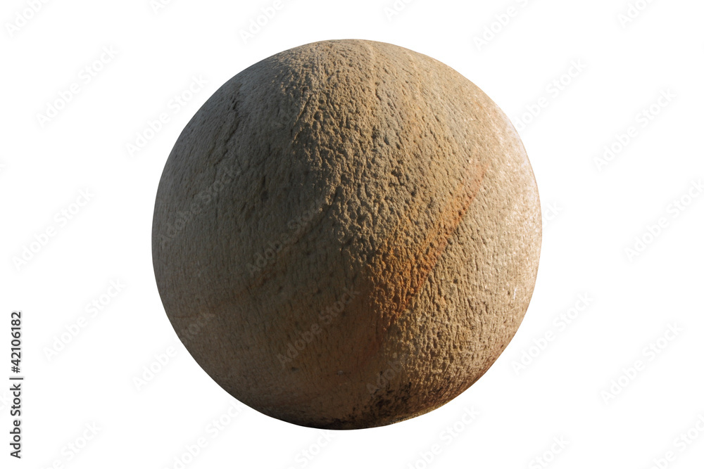 Shade of light brown stone ball on white background. Shade of light brown stone ball on white background.