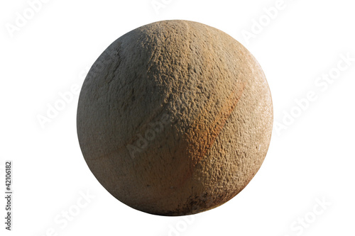Shade of light brown stone ball on white background.