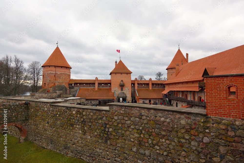 Trakai Castle on a cloudy day