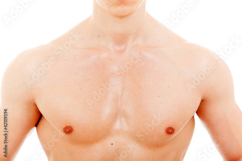Healthy muscular young man. Isolated on white background.