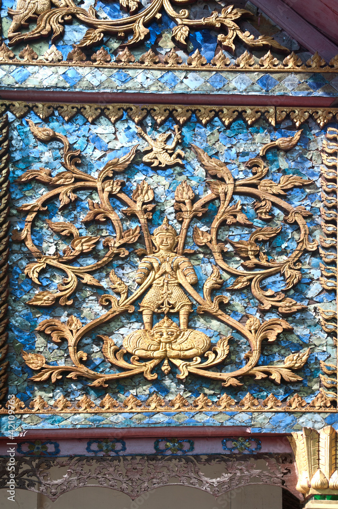 Ancient art at Thai church in Northern of Thailand.