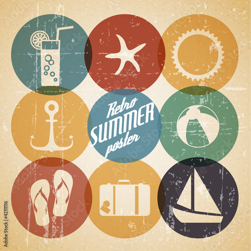 Vector summer poster made from icons