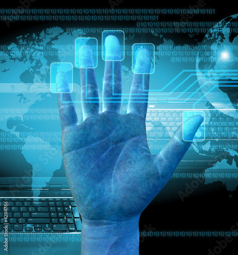 scanning of a finger on a touch screen interface