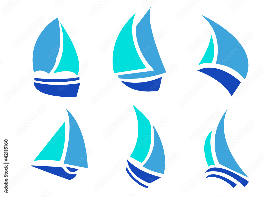 Set of boats vector logo illustration