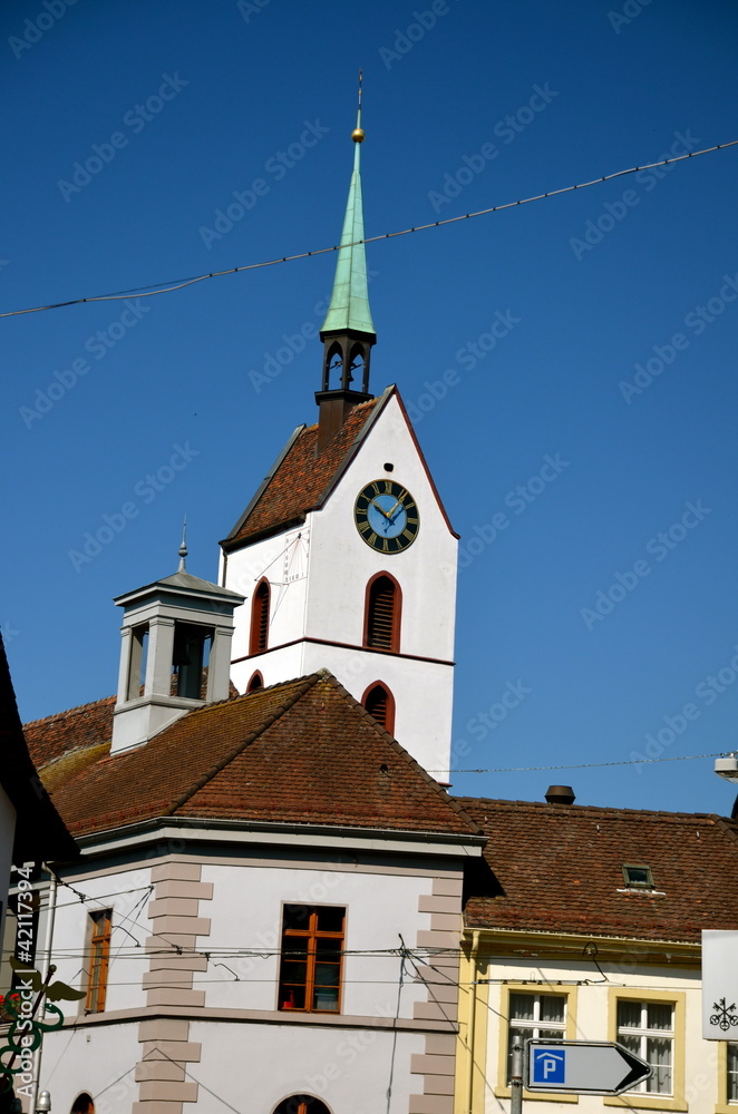 Obraz premium Church in Riehen old town, Switzerland