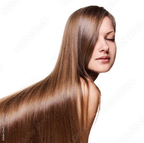 woman with long healthy natural hair