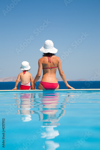mother with  daughter on resort