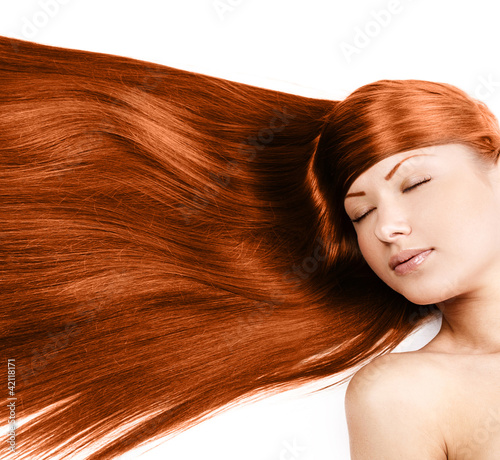 beautiful young girl with long straight hair