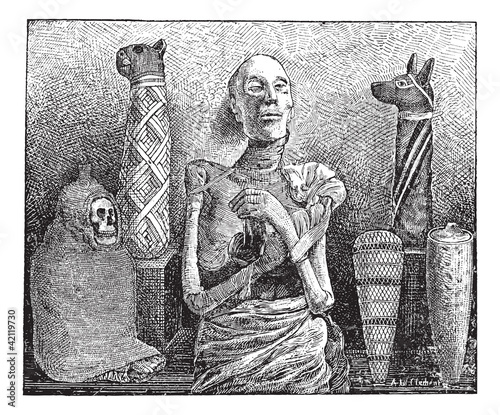 Mummies, vintage engraving