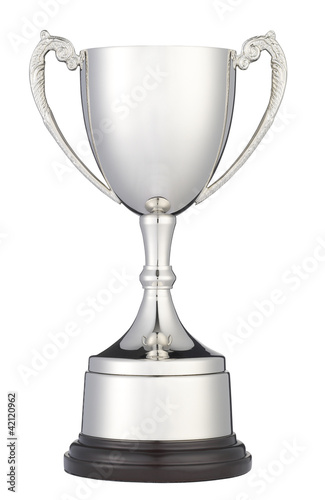 silver trophy cup isolated on white with clipping path