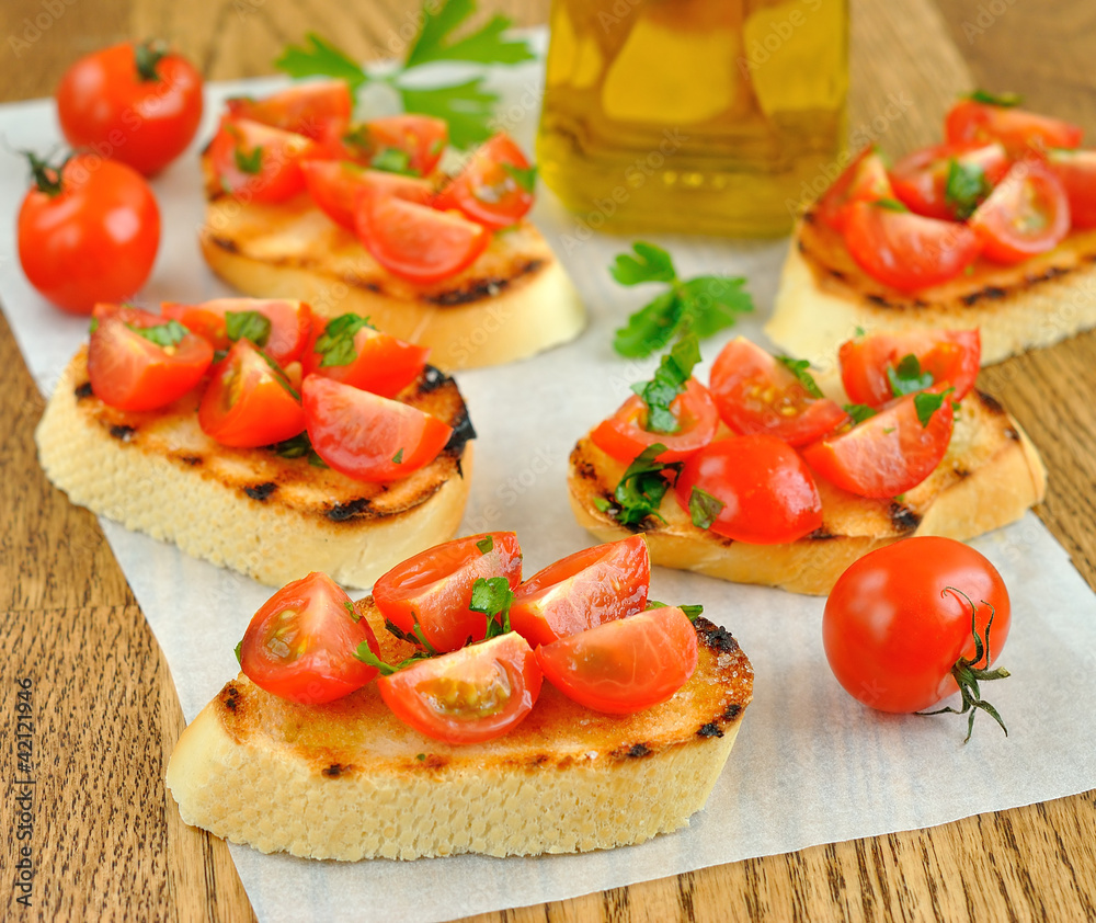 Bruschetta with Cherry Tomatoes Bruschetta with Cherry Tomatoes