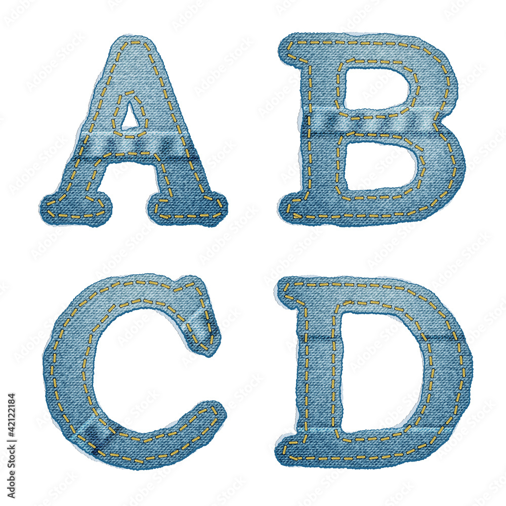 Denim alphabet. Jeans letters A B C D Stock Vector | Adobe Stock