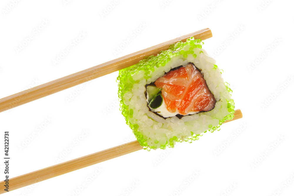 Sushi roll with chopsticks Sushi roll with chopsticks