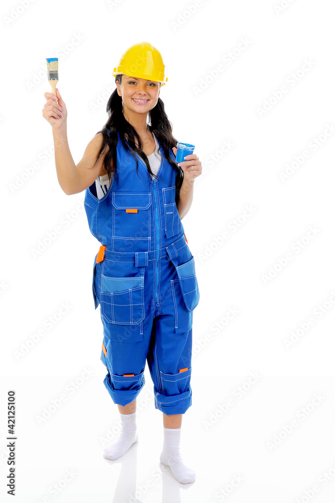 Beautiful young woman doing repairs Beautiful young woman doing repairs
